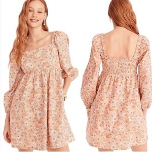 JCrew Squareneck Cotton Poplin Dress in Zinnia Floral Babydoll